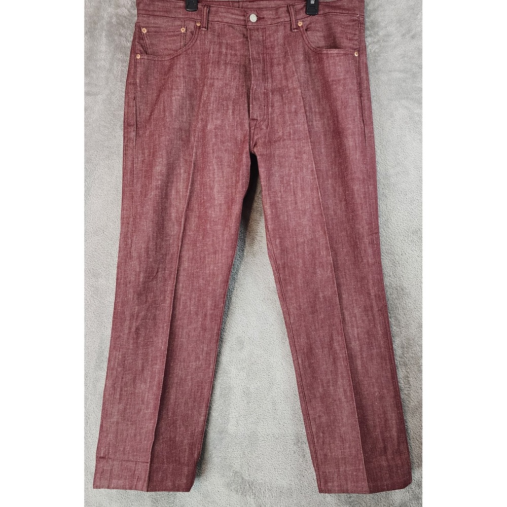 Levis‎ 501 Original Fit White Oak Cone Jeans Mens 40 x 34 Burgundy Red Retro